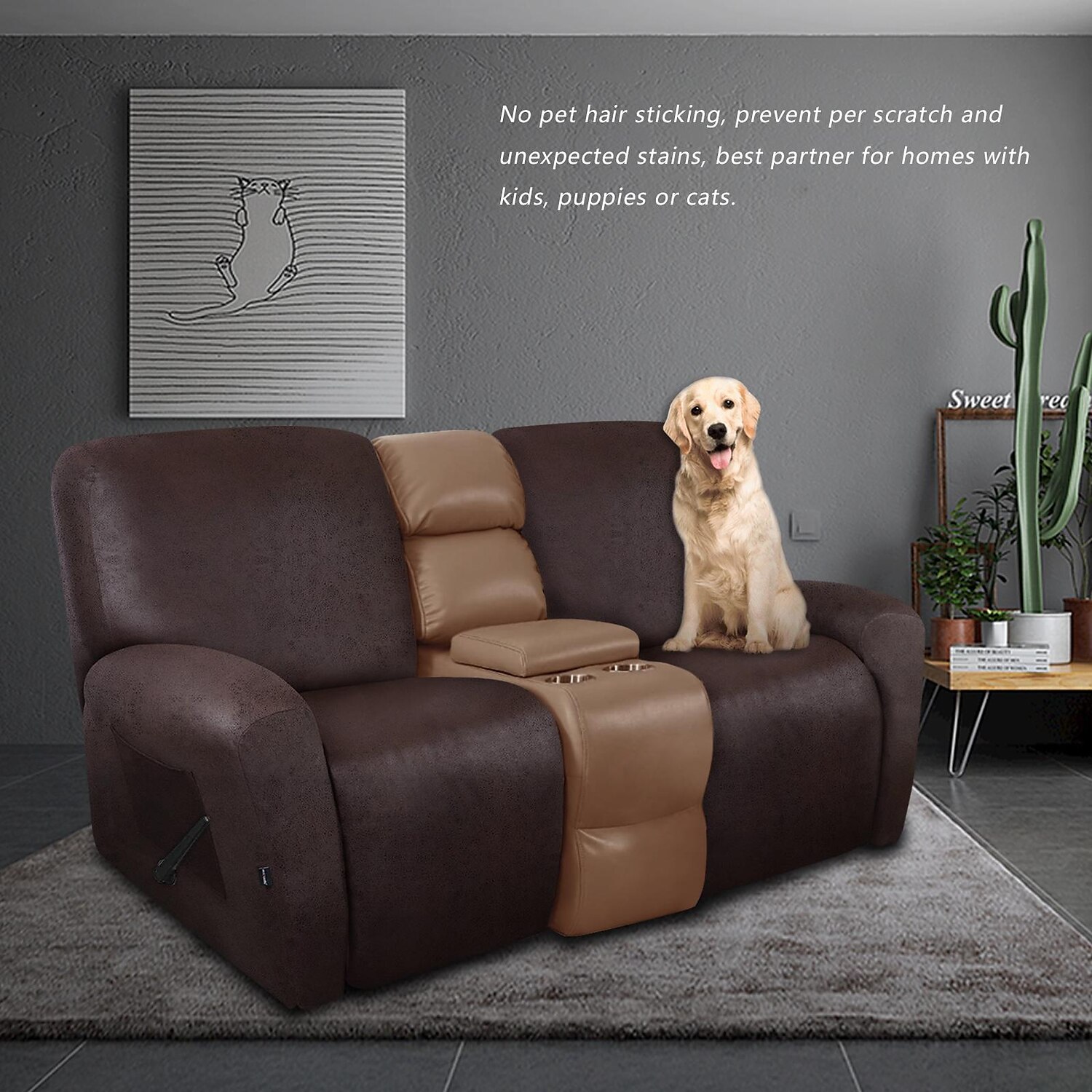2 Seater Recliner Covers Stretch Love Seat Reclining Sofa Cover, Like Leather Couch Slipcover with Elastic Loop, Anti-cat Scratch Furniture Protector for Dogs Pet 2025 - $74.99 –P13