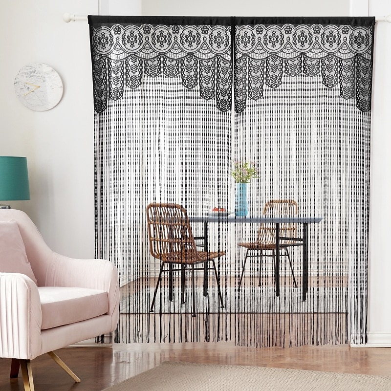string verho oviaukko verho helmillä tupsut curatin, boho makrame liukuovi verho hääkuvioinen koristelu, tilanjakaja pergolan ulkoterassille 2025 - $27.99 –P5