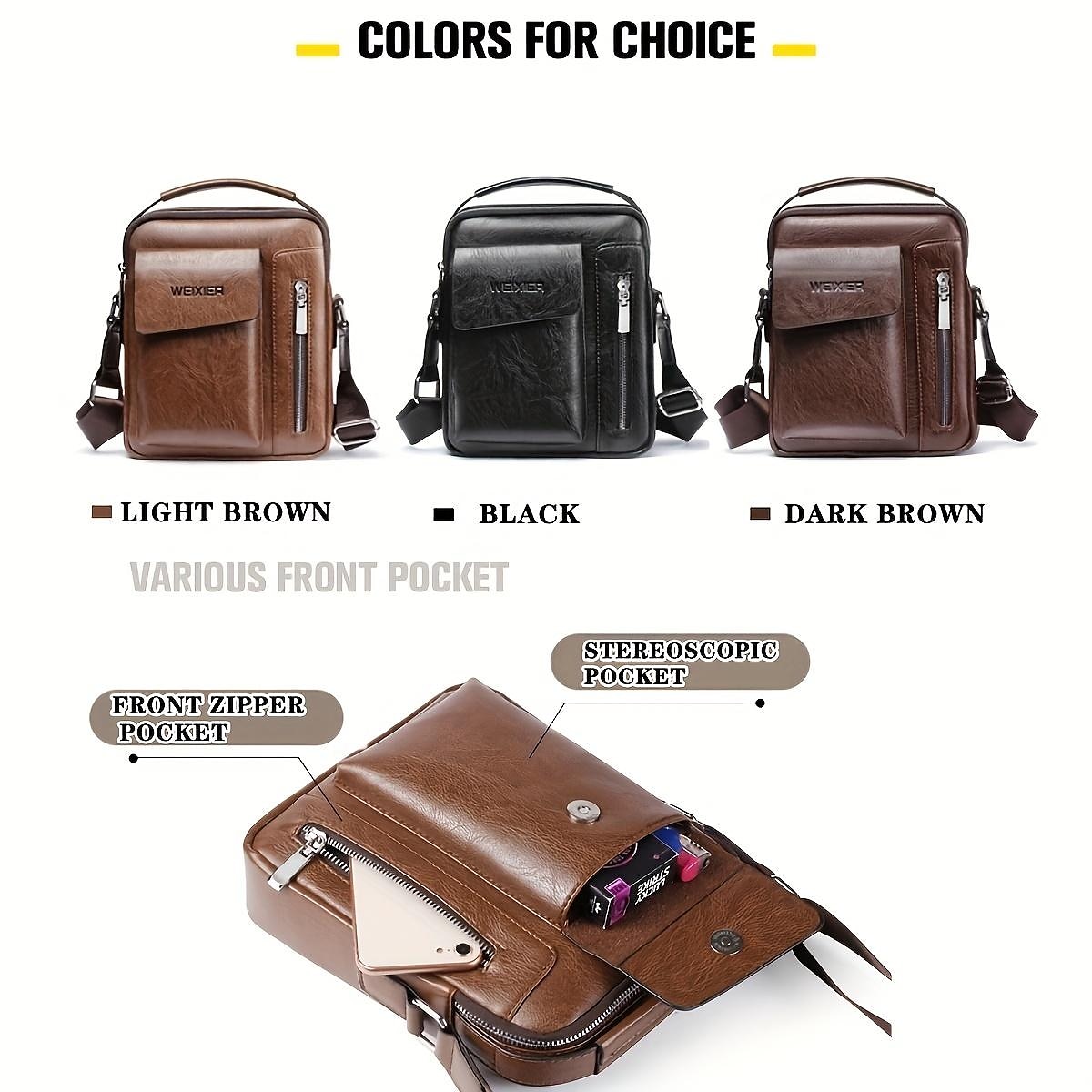 Mens PU Leather Briefcases Business Bag Shoulder Bag Fashion Crossbody Bag Retro Messenger Bags Casual Satchel Travel Bag Valentine's Day Gift 2025 - $16.99 –P5