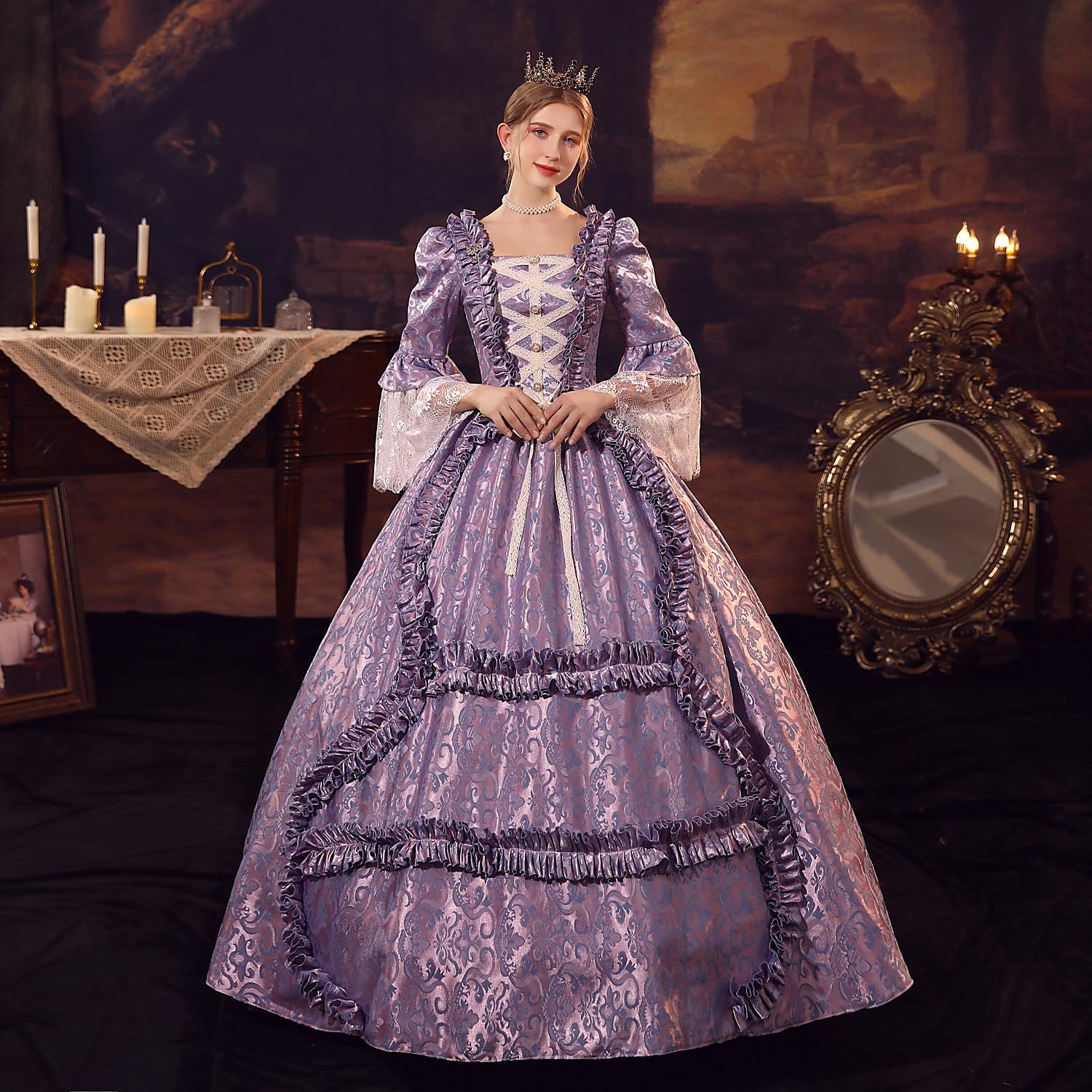Cinderella Vintage Princess Colonial Period Dress All Costume Victorian Rococo Vintage Cosplay Performance Party Halloween 3/4-Length Sleeve Halloween 2025 - $166.99 –P4