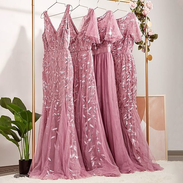 Robe du soir sirène élégante en sequins invitée de mariage bal longueur maxi à manches longues col bijou en tulle avec broderies pour impressionner de 2025 ? $77.99 –P1