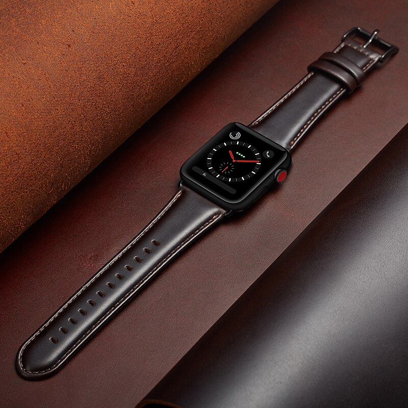 Skinnbånd Kompatibel med Apple Watch-klokkereim 38mm 40mm 41mm 42mm 44mm 45mm 49mm Justerbar Kvinner menn Ekte lær Erstatningsklokkerem til iwatch Ultra 2 Series 9 8 7 SE 6 5 4 3 2 1 2025 - $16.99 –P5