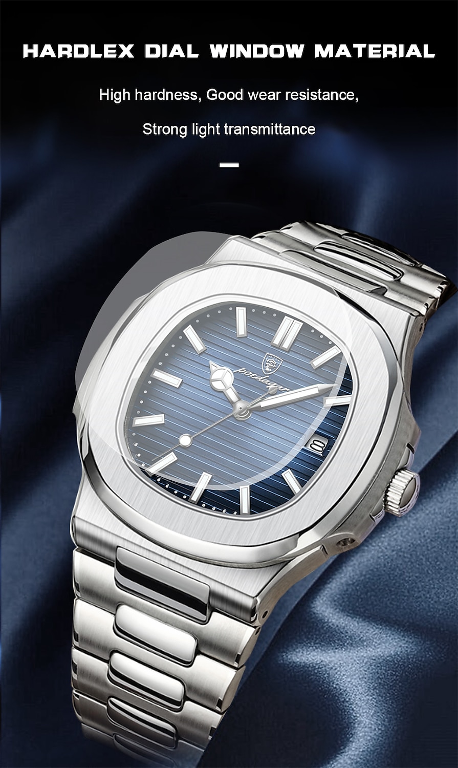 POEDAGAR Luxury Watch Business Waterproof Male Clock Luminous Date Stainless Steel Square Quartz Men Watch 2025 - $31.99 –P7
