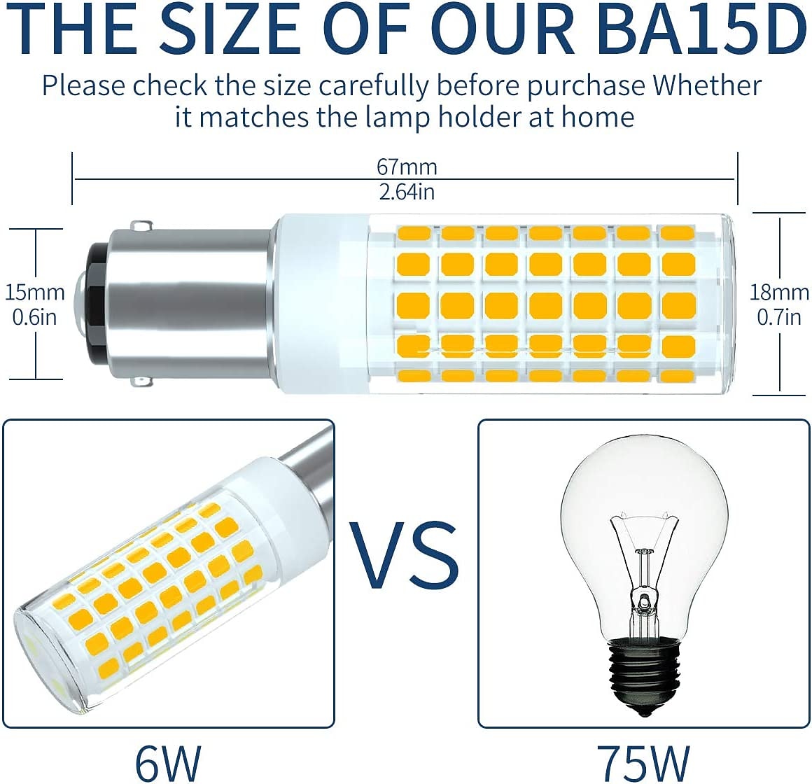 2Pcs LED Bulbs BA15D/B15/B15D 6W 100W Equivalent to a Halogen Bulb JCD Type T3/T4 B15 Double Connection 220V 2025 - $11.99 –P1
