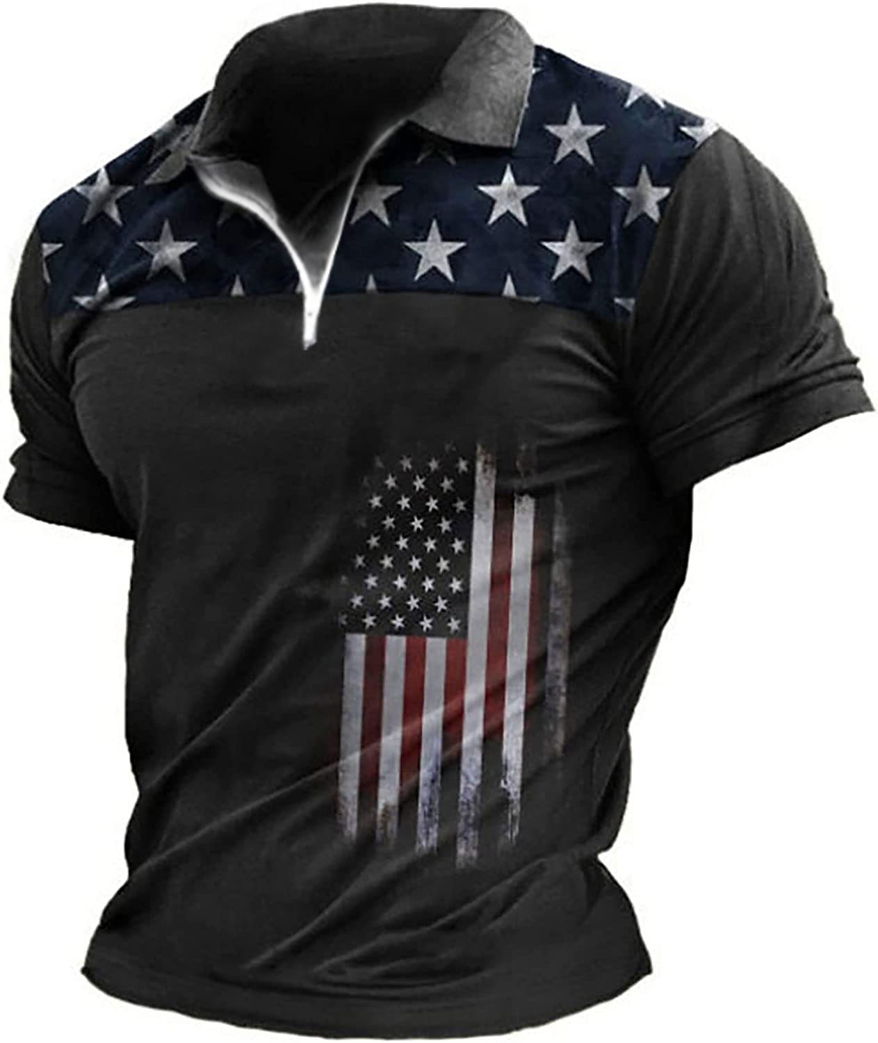 Per uomo Bandiera Americana Veterani Polo con zip Maglia da golf Manica Corta Magliette polo Camicie con Colletto Casual Abbigliamento casual alla moda Abbigliamento da vacanza Abiti da festa Stampa del 2025 a $22.99 –P2