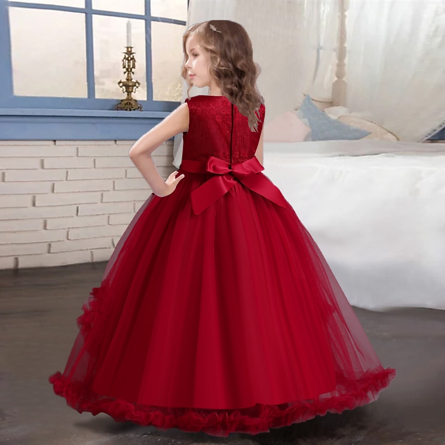 Kinder Mädchen Kleid Blume ärmellos Performance Party Spitze süßes Polyester knielanges Tüllkleid Sommer Frühling Herbst 4–13 Jahre blau 2025 - $41.99 –P3