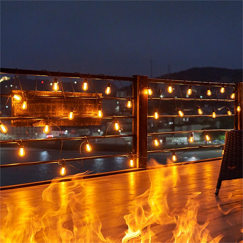 Flickering S14 Flame String Lights 5M 10 LED /10M 20LED String Lights for Outside Plug in Garden Lights for Halloween Christmas Connectable Backyard Decorative Lights Cafe Bistro Patio 2025 - GBP £53.63 –P6