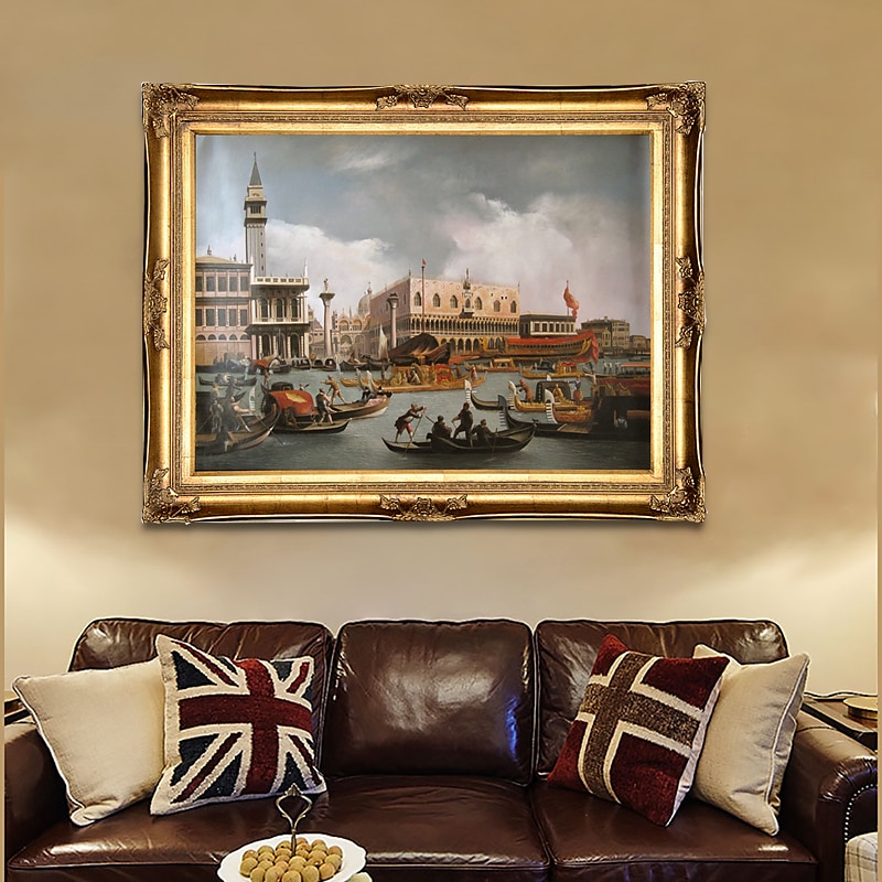 ruční olejomalba plátno nástěnná umělecká dekorace italské klasické obrazy canaletto člun závodění na Grand Canal pro domácí dekoraci válcovaný bezrámový nenatažený obraz 2025 - $209.29 –P5