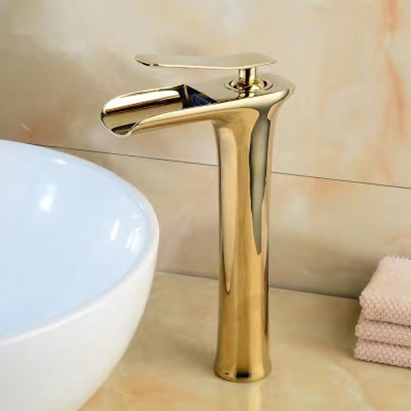 miscelatore lavabo bagno a cascata alto, lavabo monocomando rubinetti lavabo monocomando bagno con tubo acqua calda e fredda monoblocco vaso acqua rubinetto in ottone montato a ponte del 2025 a $113.99 –P5