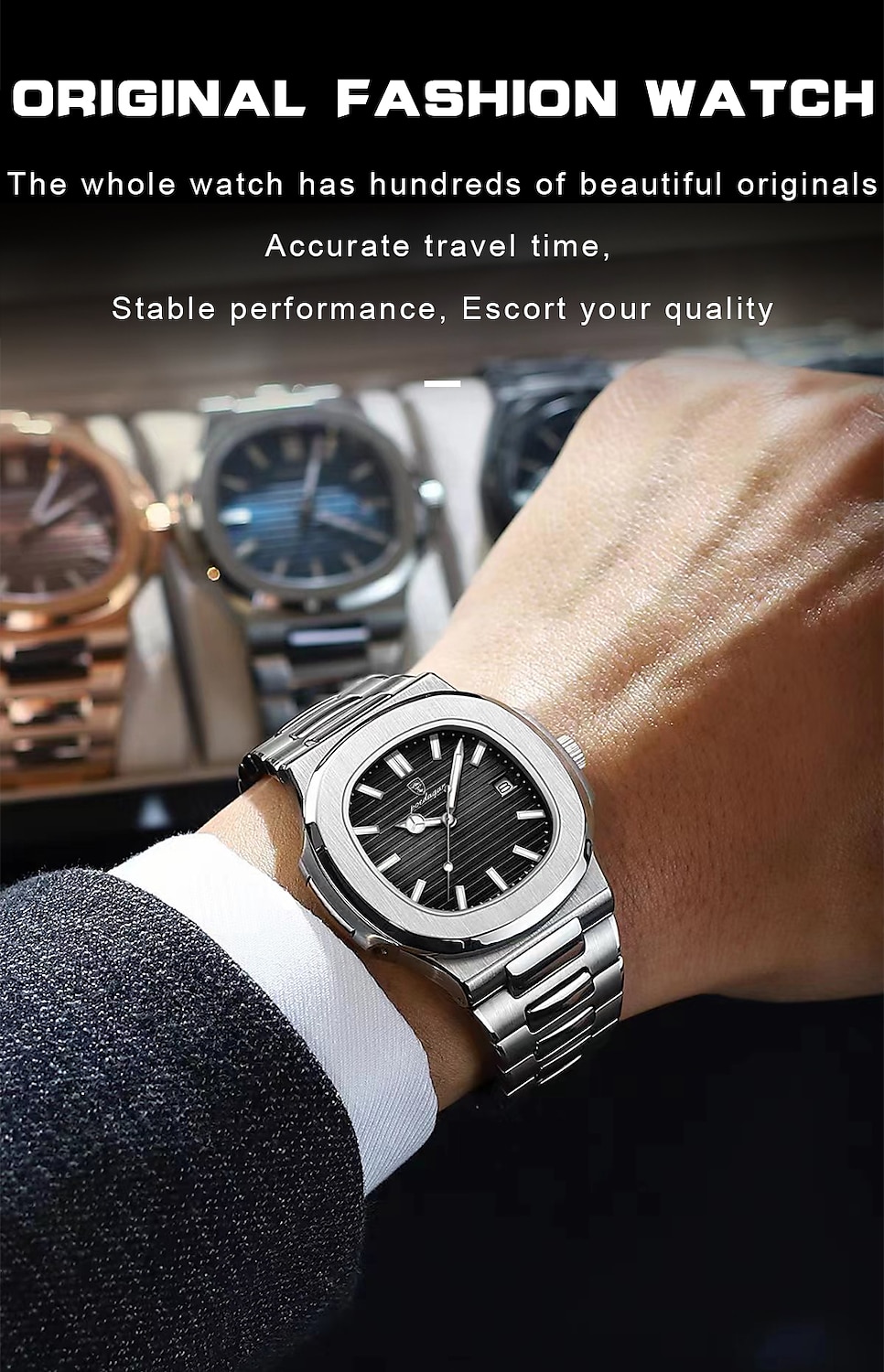 POEDAGAR Luxury Watch Business Waterproof Male Clock Luminous Date Stainless Steel Square Quartz Men Watch 2025 - $31.99 –P9
