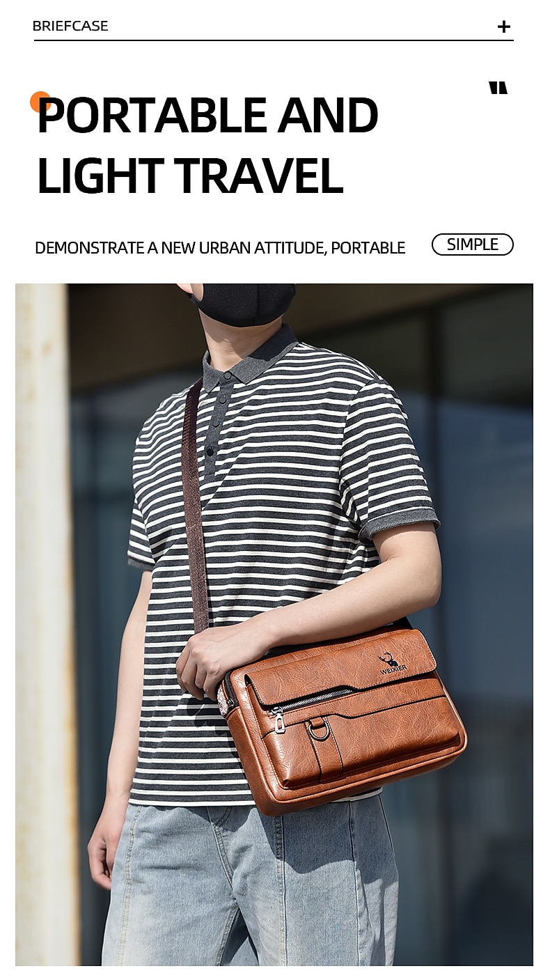 heren imitatie leren crossbody tas – vintage stijl schoudertas met meerdere zakken voor werk, reizen of casual gebruik 2025 - $24.99 –P13