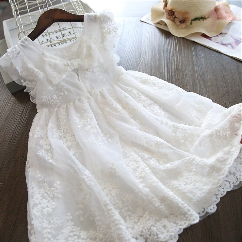Robe de Demoiselle d'Honneur Fille Fille Robe Robe de princesse Robe de fête Ecole Formel Mariage Elégant Décontractées Imprimer Garniture en dentelle Couleur Pleine Sans Manches Col Ras du Cou de 2025 ? $34.99 –P2