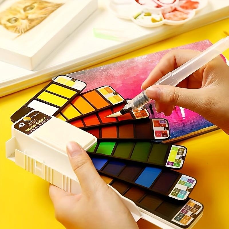 peinture aquarelle solide en forme d'éventail de couleur supérieure 18/25/33/42 ensemble d'outils de peinture aquarelle sécurité des enfants peinture aquarelle lavable non toxique mini fournitures de peinture de voyage portables de 2026 ? $18.49 –P4
