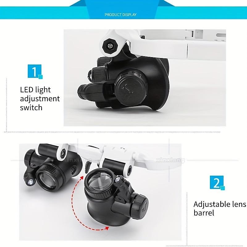 1ks 8x 15x 23x dvojitá led lupa, lupa na opravu hodinek, miniaturní lupa, nástroj na opravu očí pro hodinářství razítko na mince měna chyby v knize šperky náhrdelník lupa korálkování biologie lupa 2025 - $16.99 –P12