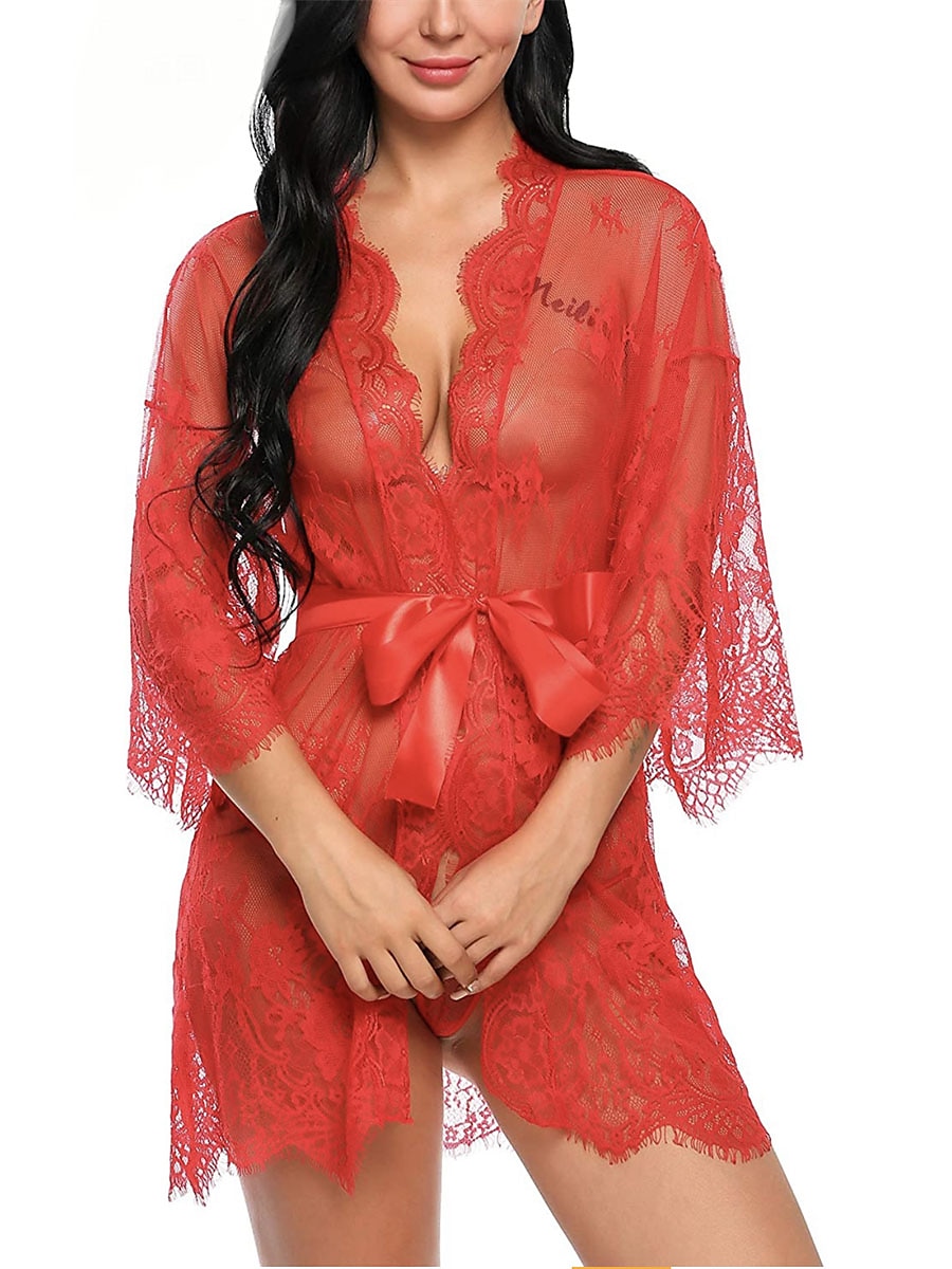 kvinners pyjamas nattkjole nattskjortekjole ren farge enkel tilfeldig myk hjem daglig seng polyester pustende v wire langermet sommer vår hjemmeantrekk 2025 - $18.99 –P9