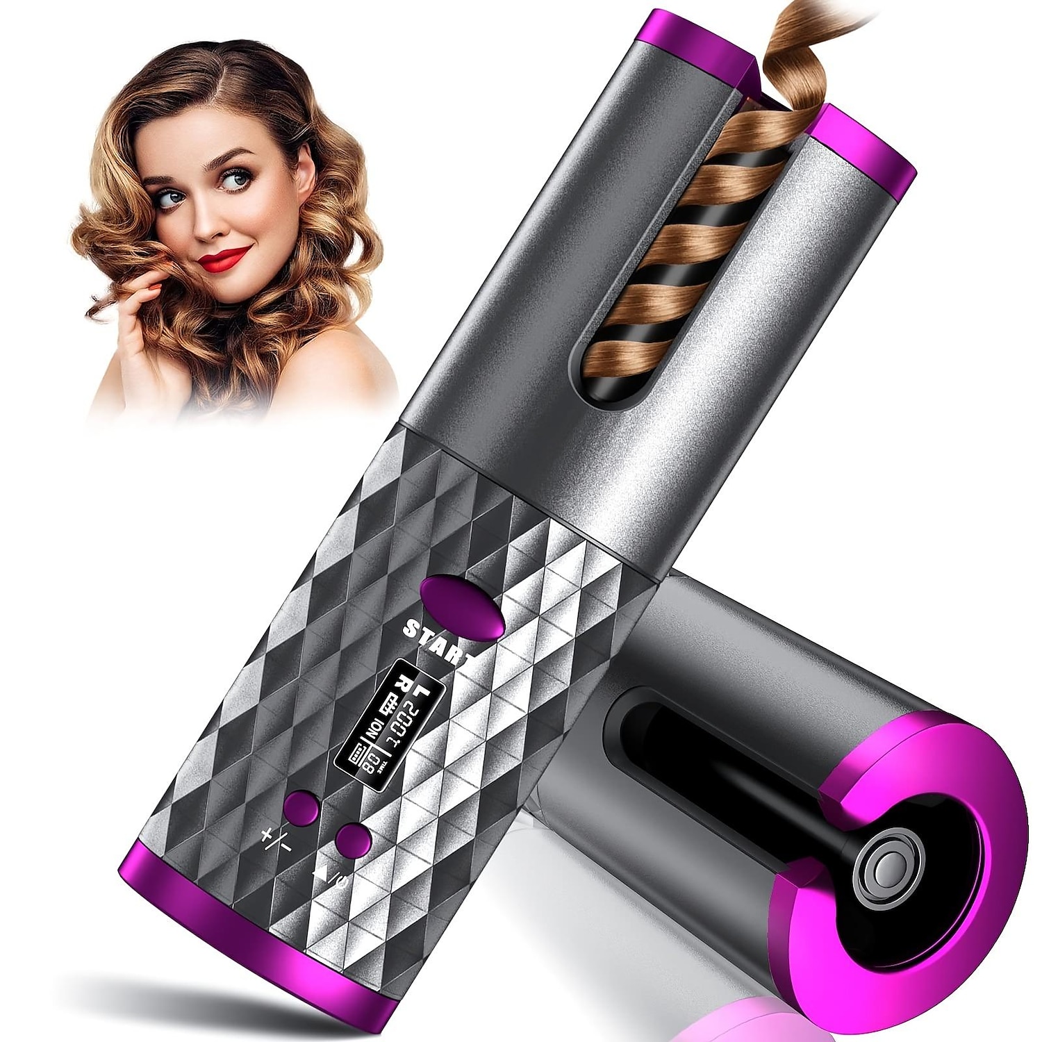 Automatic  Curling Iron, Hair Curler Cordless With  6 Temps & Timer, Wireless Portable Curler, Rechargeable Rotating Curling Iron Wand, Self Hair Curling Iron for Lasting Curls Multi coler 2025 - $33.99 –P1