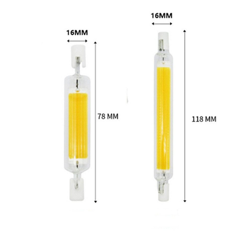 r7s led cob стеклянная трубка 78 мм 118 мм высокой мощности j78 j118 лампочка t3 ac110v 120v 220v 230v 240v дома заменить галогенную лампу 2026 - $9.49 –P2