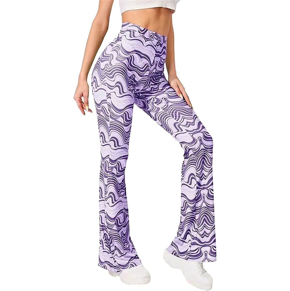Hippie Retro Vintage Boho 1970er Disko Hose Glockenhose Hose mit weitem Bein Yoga-Hose Damen Kostüm Jahrgang Cosplay Hosen Schlager Outfit 2025 - $23.99 –P11