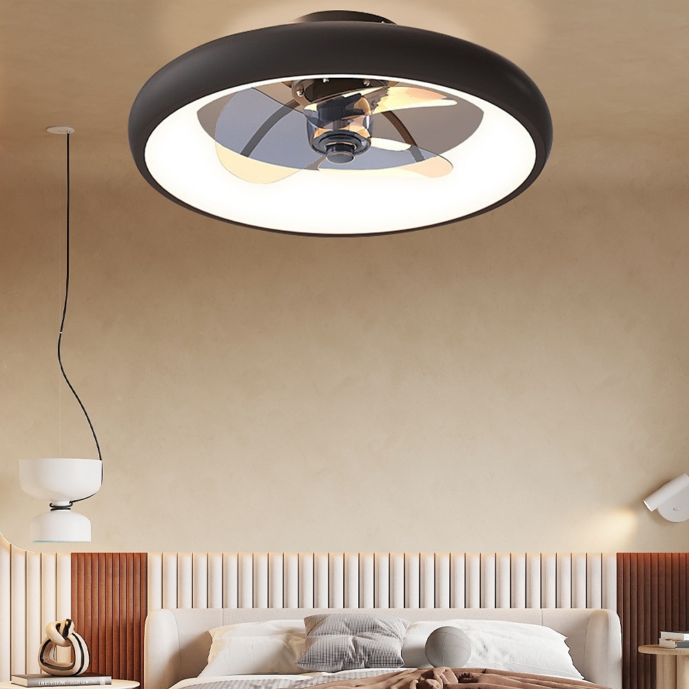 Ceiling Fans with Lights Flush Mount Low Profile Indoor Ceiling Fan,21" Dimmable Bladeless Ceiling Fans with Remote Control,Smart 3 Colors 6 Speeds Reversible 2025 - $230.29 –P2