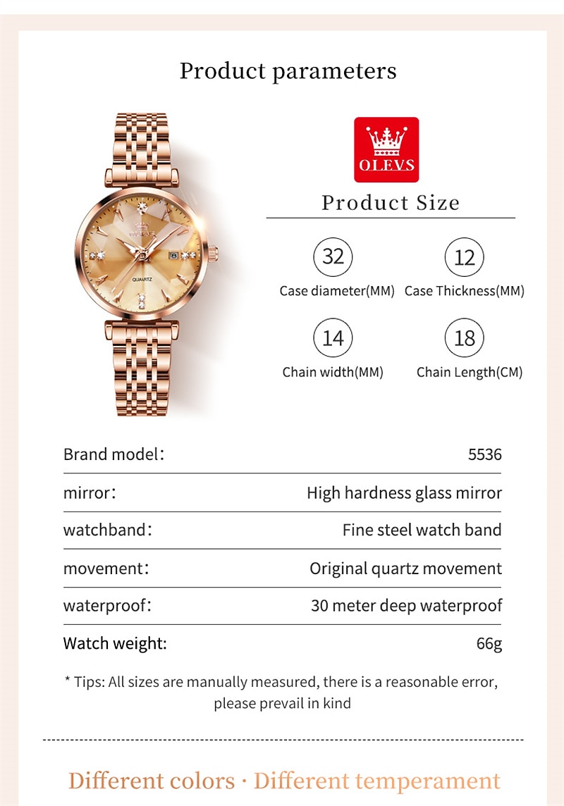 New Olevs Brand Ladies' Watches Luminous Decorative Calendar Quartz Watches American-Style Diamond-Set Waterproof Small Green Watches Mother's Day Gift for Women'S Watches Tide 2026 - $37.99 –P9