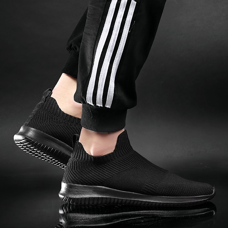 Men's Shoes Loafers & Slip-Ons Plus Size Flyknit Shoes Running Walking Casual Daily Knit Tissage Volant Breathable Loafer Black and White Black White Spring Fall 2025 - $42.99 –P14