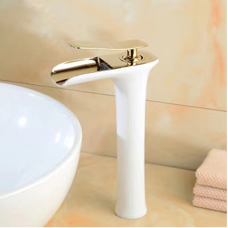 miscelatore lavabo bagno a cascata alto, lavabo monocomando rubinetti lavabo monocomando bagno con tubo acqua calda e fredda monoblocco vaso acqua rubinetto in ottone montato a ponte del 2025 a $113.99 –P4