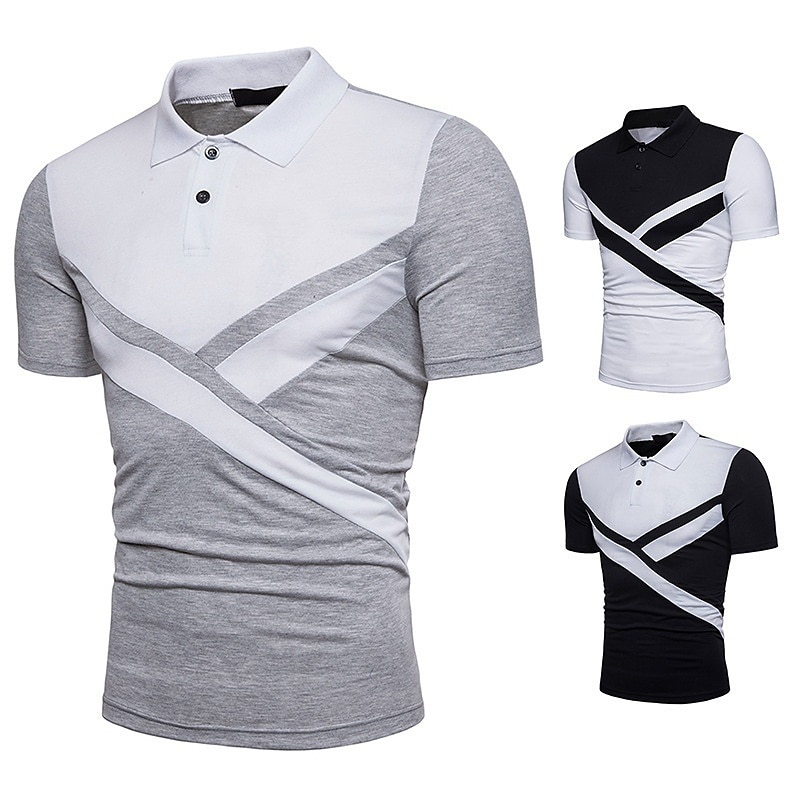 Herren Poloshirt Golfhemd Casual Festtage Kargen Klassisch Kurzarm Modisch Basic Farbblock Taste Sommer Regular Fit Schwarz Weiß Grau Poloshirt 2025 - $12.49 –P1