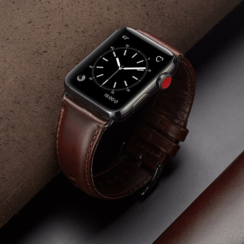 Skinnbånd Kompatibel med Apple Watch-klokkereim 38mm 40mm 41mm 42mm 44mm 45mm 49mm Justerbar Kvinner menn Ekte lær Erstatningsklokkerem til iwatch Ultra 2 Series 9 8 7 SE 6 5 4 3 2 1 2025 - $16.99 –P13