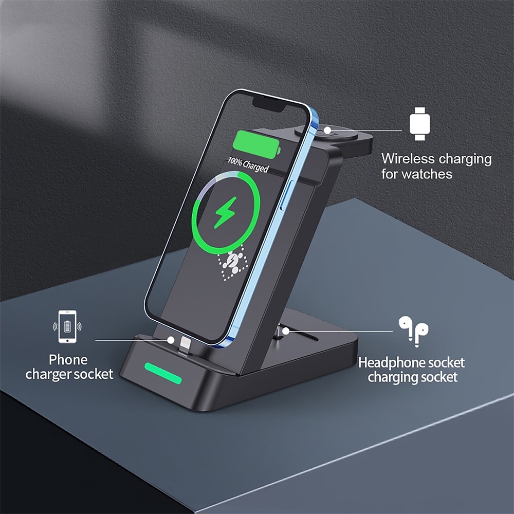 2025年 ワイヤレスチャージャー ワイヤレス充電スタンド CE 高速ワイヤレス充電 3 in 1 用途 ユニバーサル  コレクション – $27.99 –P5