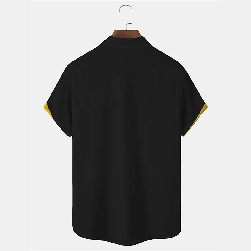 Herr Styrelseledamöter Randig Musik Skjorta Knapp upp skjorta Kortärmad Mode Streetwear Designer Dagligen Utekväll Helgen Sommar Vår Nedvikt Mönster Gul Marinblå Orange 2025 - $24.99 –P3