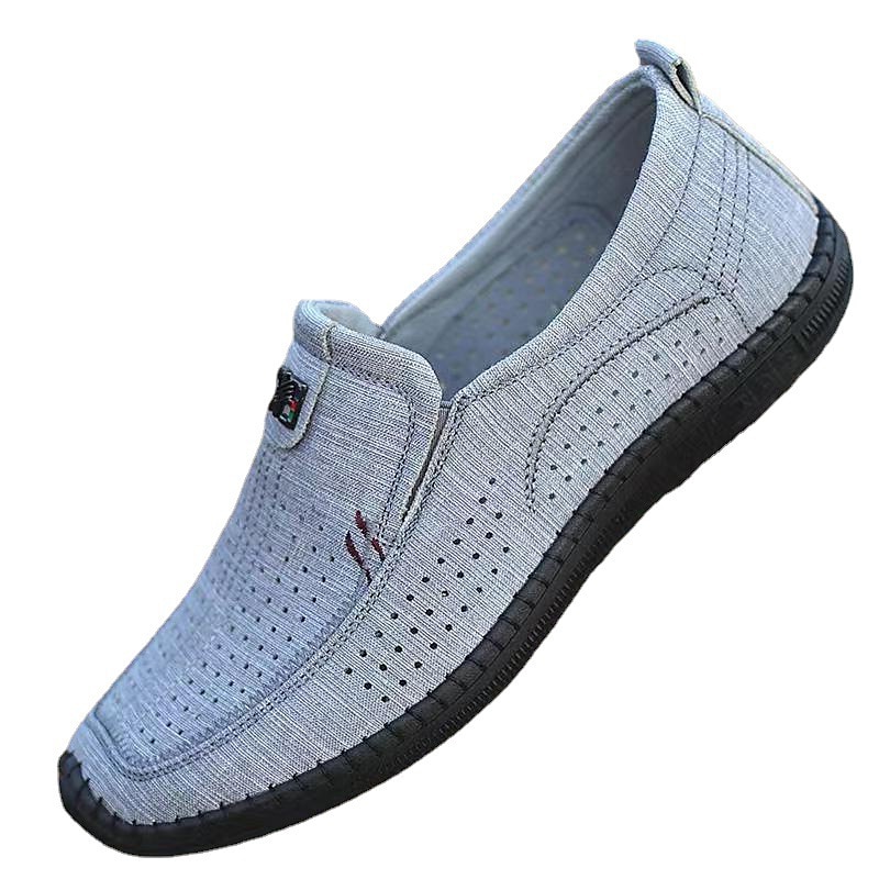 ανδρικά αναπνεύσιμα μπεζ loafers με διάτρητη σχεδίαση και μαλακή σόλα - ελαφριά casual παπούτσια για καλοκαιρινά και outdoor ντύσιμο 2025 - $29.99 –P5