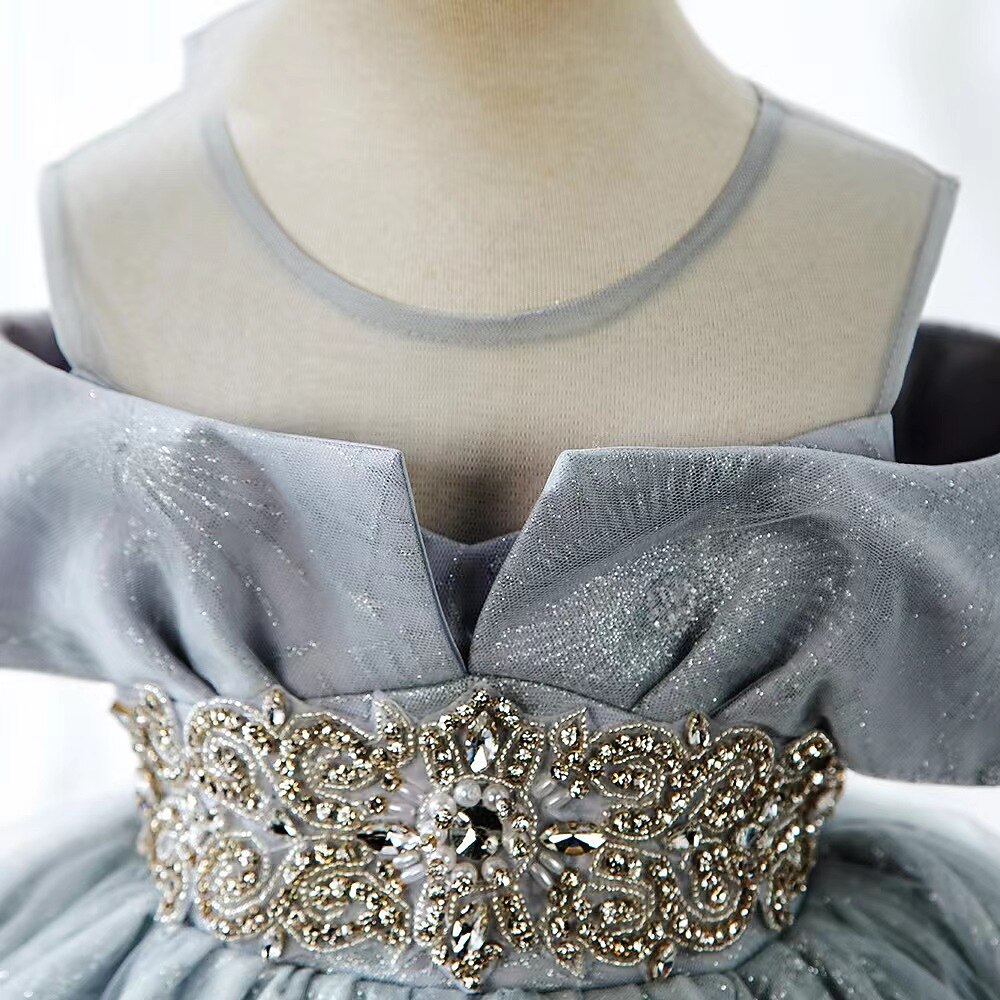 kinderkleidung Mädchen Party Kleid Feste Farbe Kurzarm Leistung Hochzeit Gitter Puffärmel Prinzessin Süß Gitter Mitte der Wade Etuikleid Tüll-Kleid Blumenmädchenkleid Sommer Frühling Herbst 2-12 Jahre 2025 - $62.99 –P2