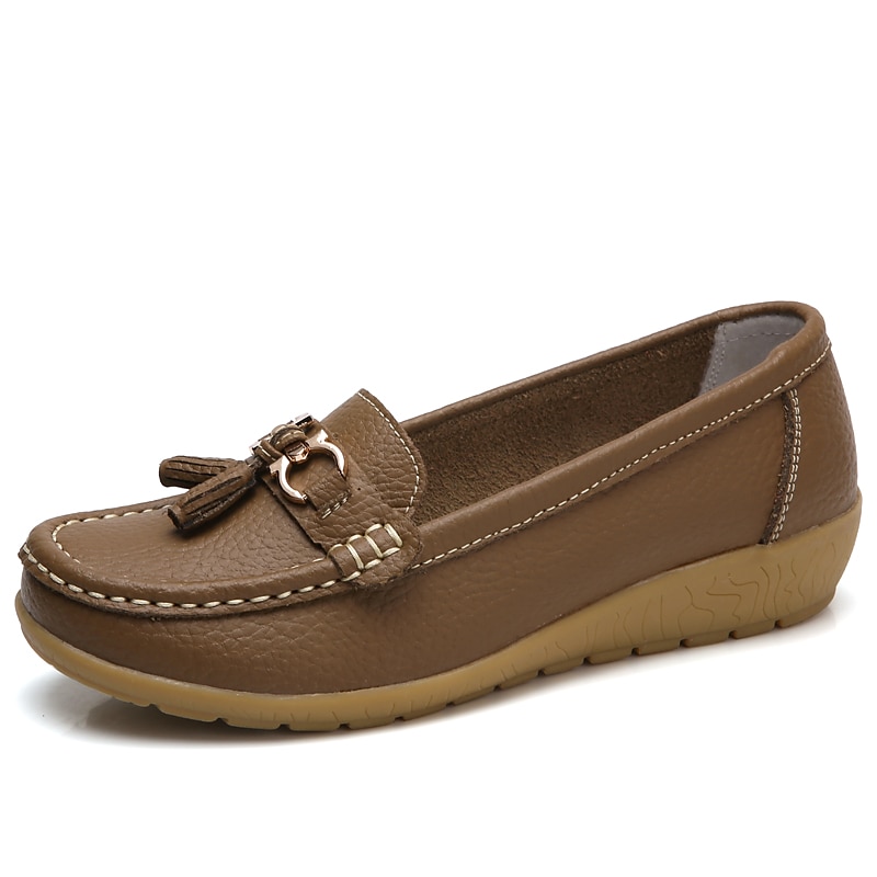 Dame Flate sko Slip-Ons Store størrelser Klassiske Loafers Myke sko Arbeid Daglig Vandring Helfarge Sommer Flat hæl Kvadratisk Tå Fritid minimalisme Fuskelær PU Tøfler Lyseblå Vin Svart 2025 - $29.99 –P11