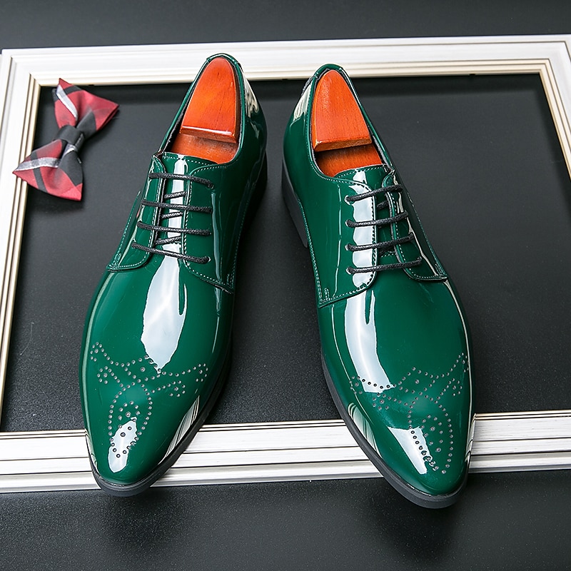 Herren Outdoor Derby-Schuhe Bullock Schuhe Abendschuhe Karierte Schuhe im britischen Stil Geschäftlich Britisch Party & Abend St. Patricks Day PU Schnürsenkel Schwarz Grün Farbverlauf Frühling Herbst 2025 - $54.99 –P5