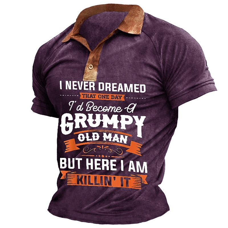 Men's Funny Polo Shirts Golf Shirt Short Sleeve Polo Shirts Collared Shirts Vintage Casual Streetwear Festival Wear Party Outfits Buttons 3D Print Navy Blue Purple Brown 2025 - $22.99 –P6