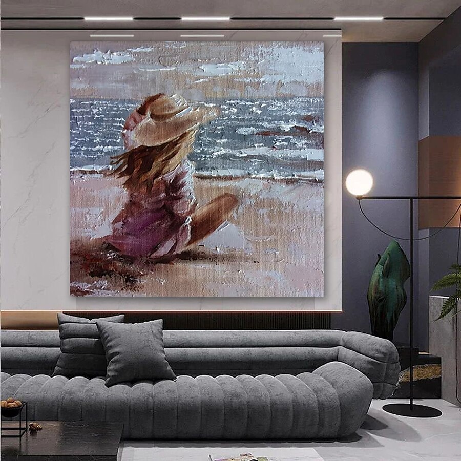 Peinture à l'huile Hang-peint Peint à la main Carré Abstrait Moderne Toile étirée / Toile tendue de 2025 ? $150.99 –P4