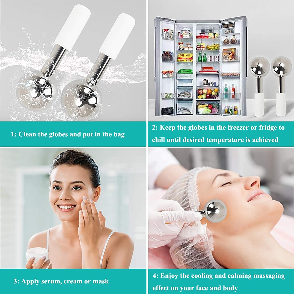 Stainless steel Ice Globes For Face Cold Face Roller Ice Sticks for Face Cooling Skin Care Massage Tool for Puffiness 2025 - $28.99 –P6