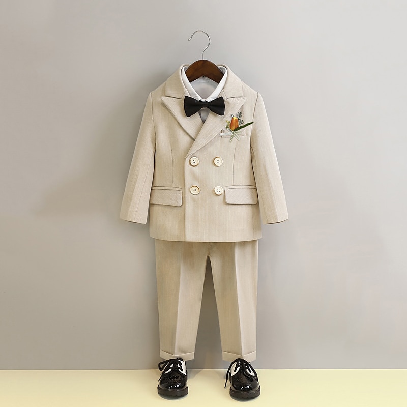 2 delar 5 rötter Ringbärarkostym Pojkar Barn Kostym Formell kostym Kostym och blazer Skjorta och byxa Ledigt Mode Dagligen Ensfärgat Beige Grå Bomull 2025 - $51.99 –P1