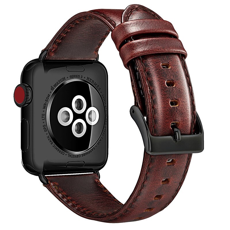 Skinnbånd Kompatibel med Apple Watch-klokkereim 38mm 40mm 41mm 42mm 44mm 45mm 49mm Justerbar Kvinner menn Ekte lær Erstatningsklokkerem til iwatch Ultra 2 Series 9 8 7 SE 6 5 4 3 2 1 2025 - $16.99 –P10