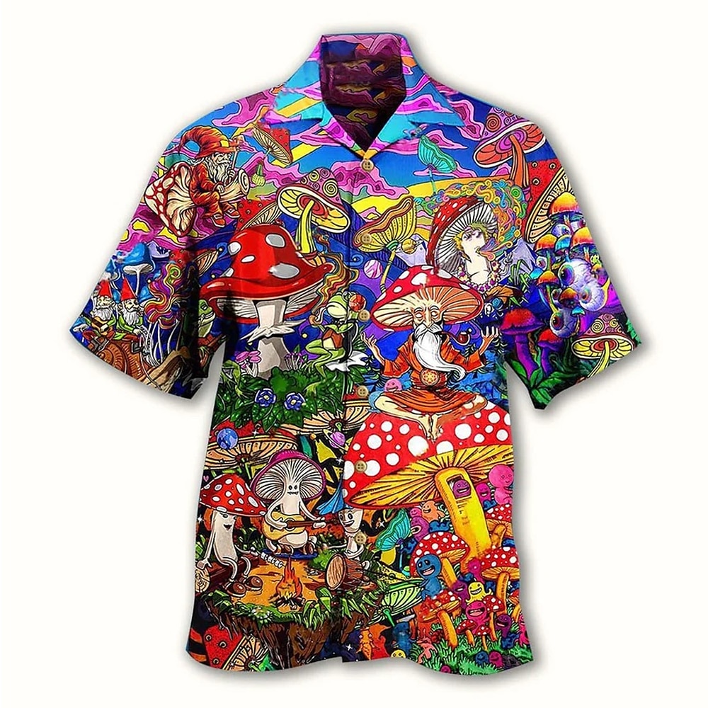 Hombre Comida Letra Camisa Abotonar la camisa Manga Corta Tropical Moda Hawaiano Exterior Diario Playa Verano Primavera Cuello Vuelto Estampado Abotonar Negro Negro / Verde Amarillo Verde Claro Negro 2025 - $24.99 –P6
