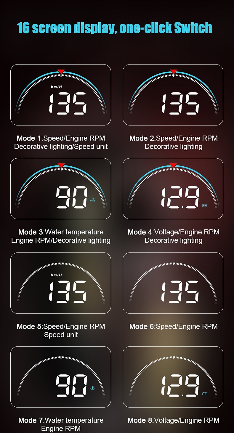 Obd2 gps auto projector m8 mph kmh auto hud snelheidsmeter voorruit 3.5 ''screen size hd auto head-up display alarm accessoires 2025 - $58.99 –P8