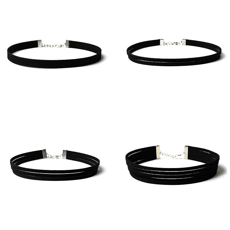 Women's Black Velvet Choker Necklace Set