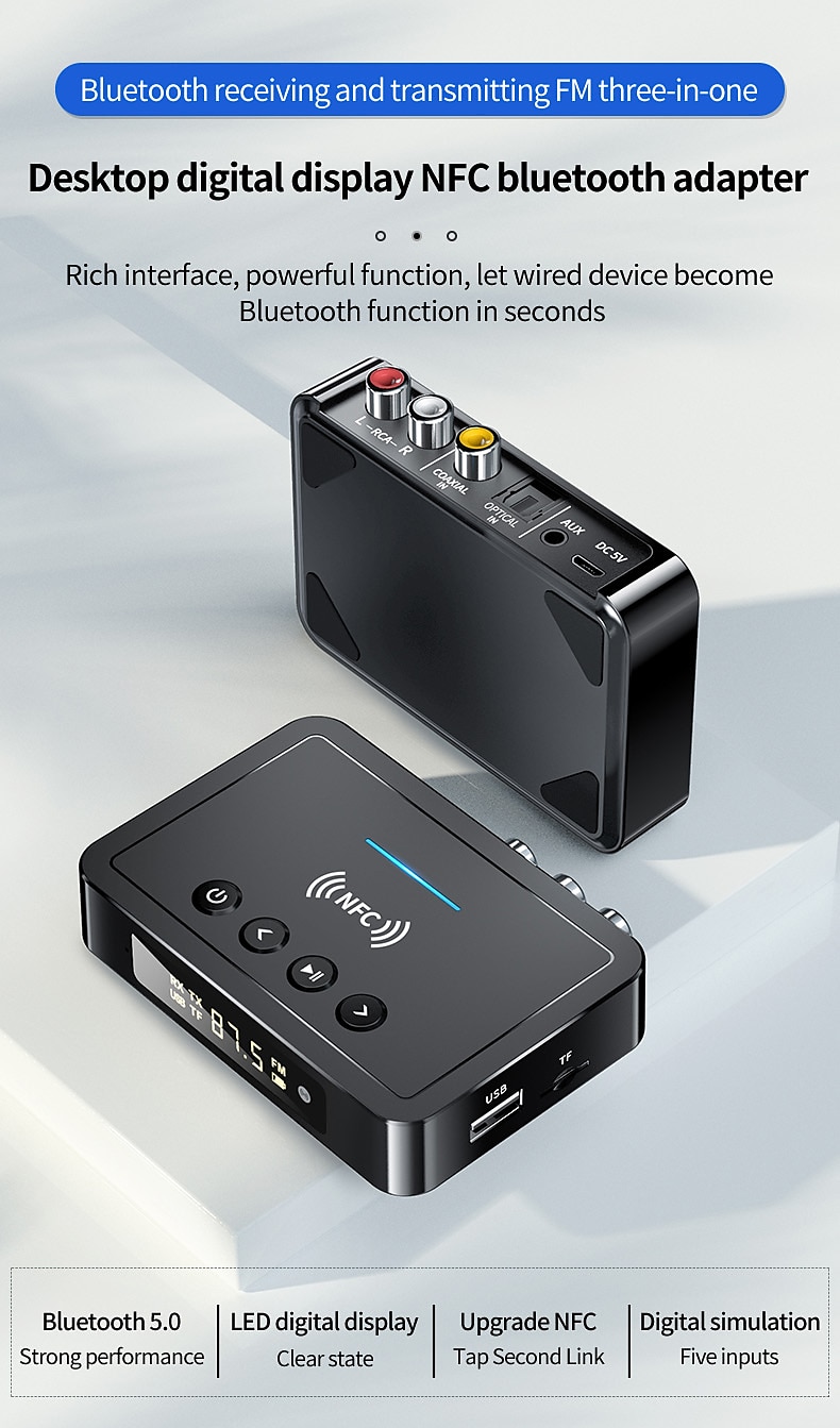Bluetooth 5.0 Receiver Transmitter FM Stereo AUX 3.5mm Jack RCA Optical NFC Audio Wireless Bluetooth Adapter Remote Control TV 2025 - $44.99 –P1