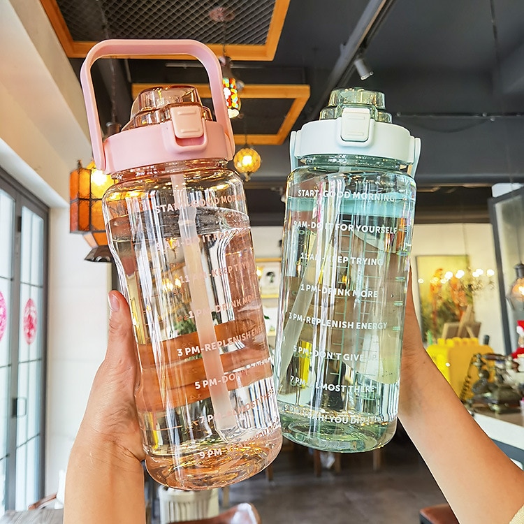 Outdoor water cup sports capacity plastic water bottle, straw bottle,  portable outdoor sports cup, space cup