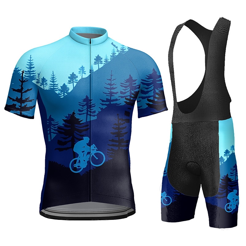 Miesten Pyöräily jersey ja haalarishortsit Lyhythihainen Maastopyöräily Maantiepyöräily Kesä Sininen Keltainen Rubiini Kuvitettu Hauska Pyörä 3D alusta Nopea kuivuminen Takatasku Kosteuden siirtäv 2026 - $49.99 –P4