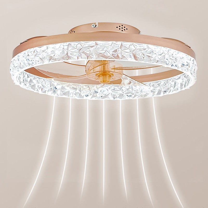 ventilatori a soffitto a led con luci lampadari di cristallo dimmerabili con telecomando 20 "lampada da soffitto a incasso lampadario in metallo camera da letto soggiorno del 2025 a $331.09 –P5