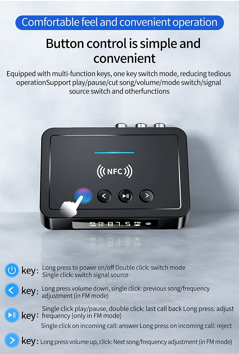 Bluetooth 5.0 Receiver Transmitter FM Stereo AUX 3.5mm Jack RCA Optical NFC Audio Wireless Bluetooth Adapter Remote Control TV 2025 - $44.99 –P3