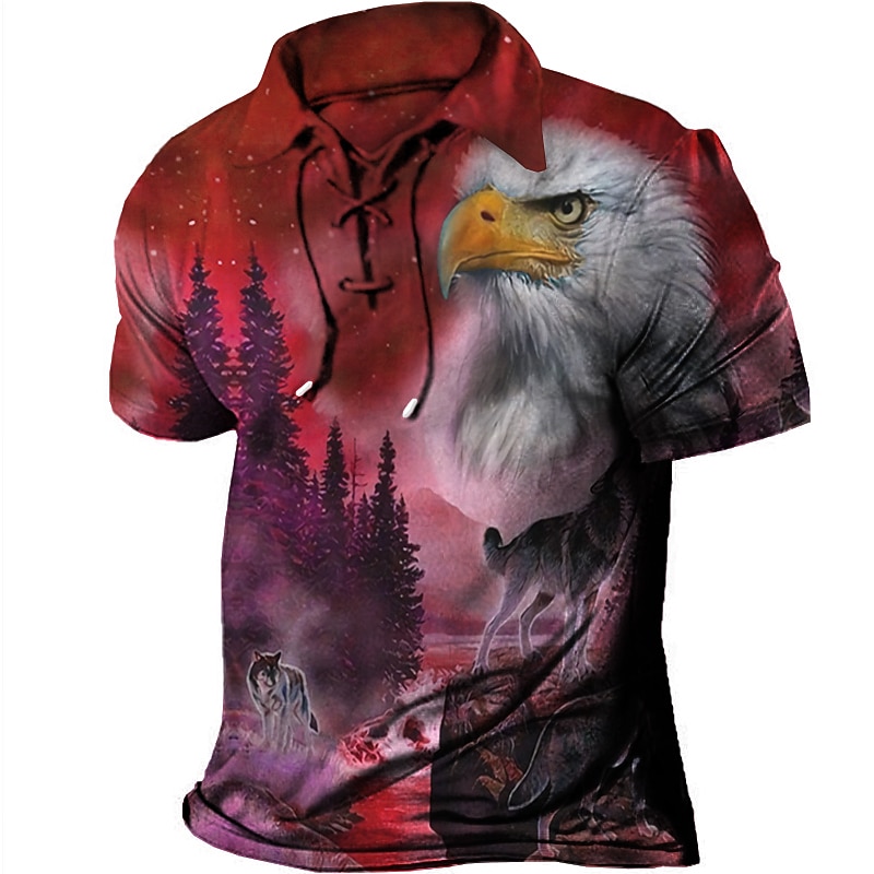 Per uomo Albero Stampe astratte Aquila POLO Camicia da golf Golf Manica corta Camicia Collo ripiegabile Esterno Strada Verde chiaro Rosso Blu Viola Verde A cordoncino Stampa Abbigliamento Sportivo Di del 2026 a $23.99 –P4
