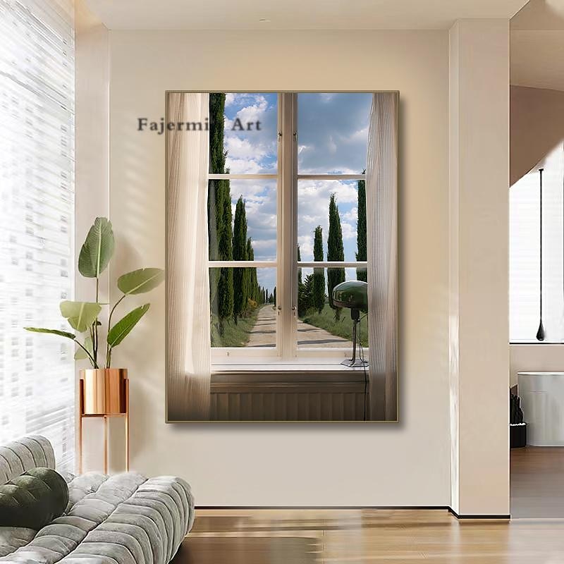 Paesaggio da parete su tela la finestra arte moderna paesaggio decorazione della casa arredamento tela arrotolata senza cornice senza cornice del 2025 a $20.99 –P3