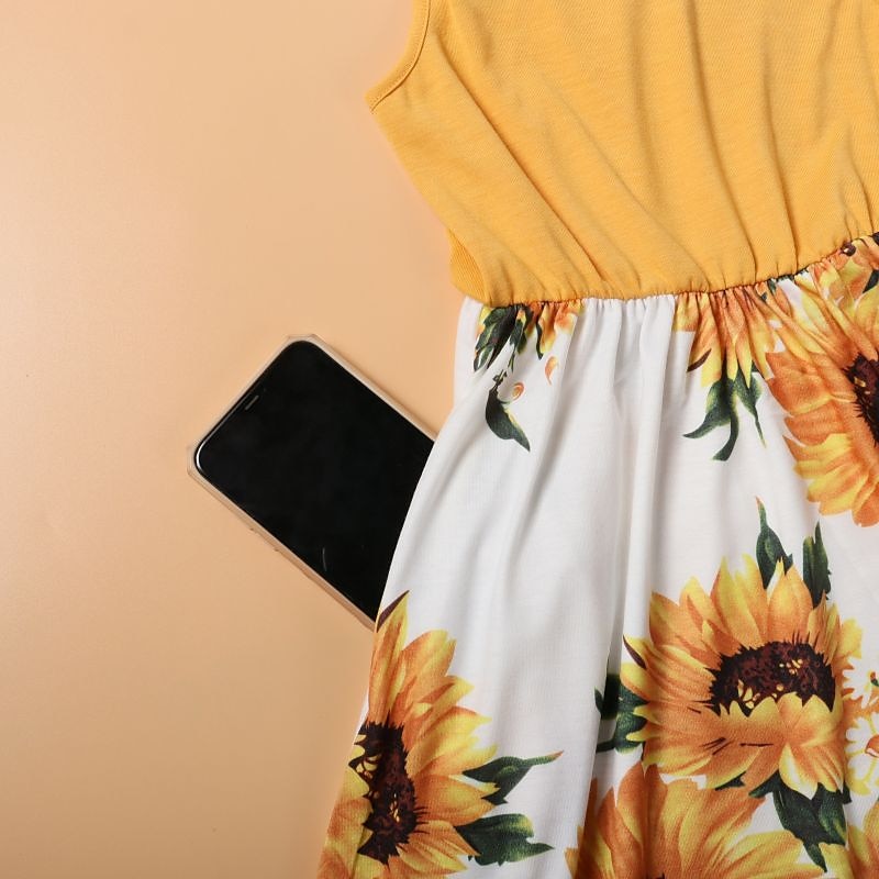 Mommy and Me Dresses Tie Dye Sunflower Casual Print Black White Sleeveless Midi Mommy And Me Outfits Active Matching Outfits 2025 - $20.99 –P8